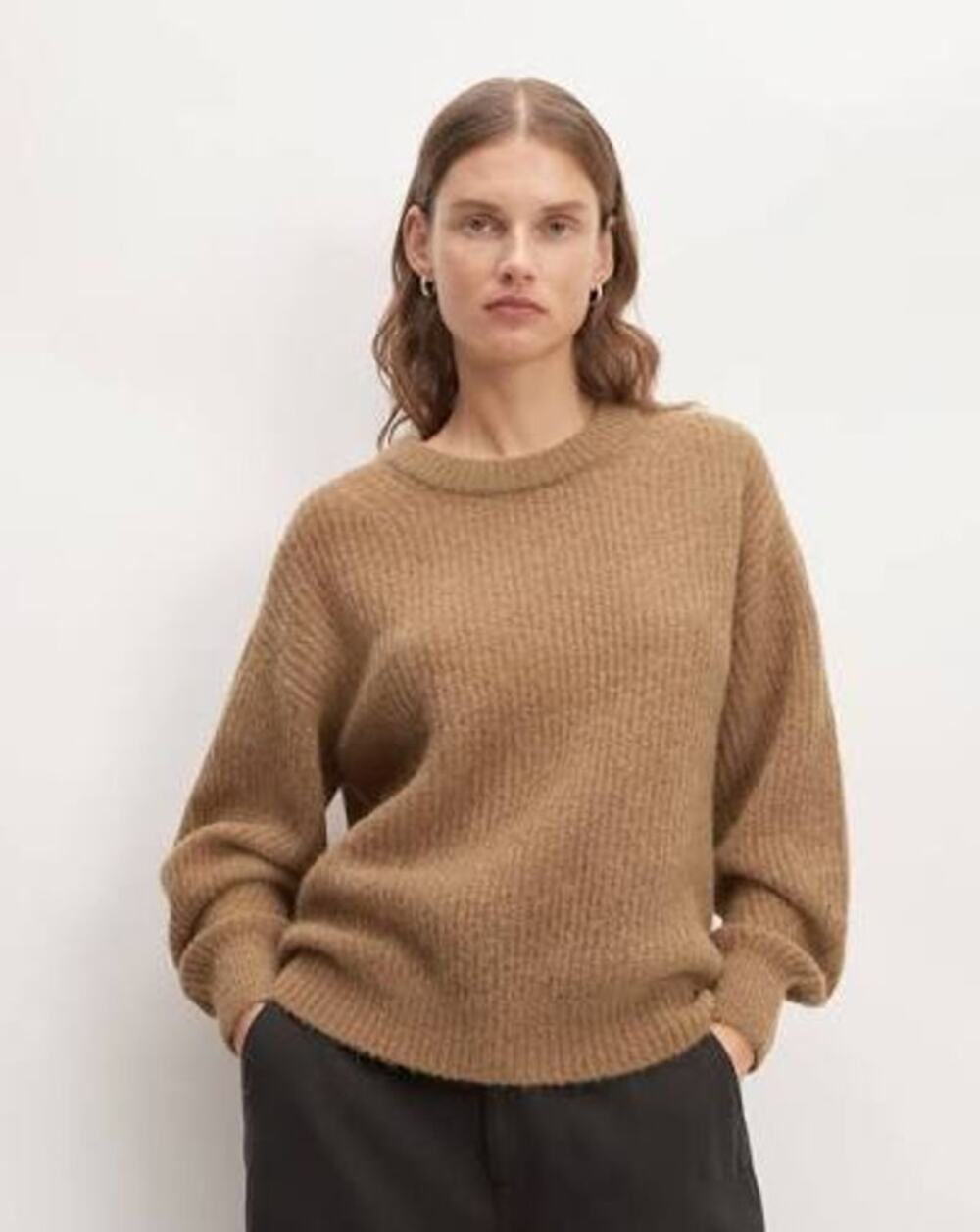 Everlane The Cocoon Tan Alpaca Blend Ribbed Knit Sweater Size M